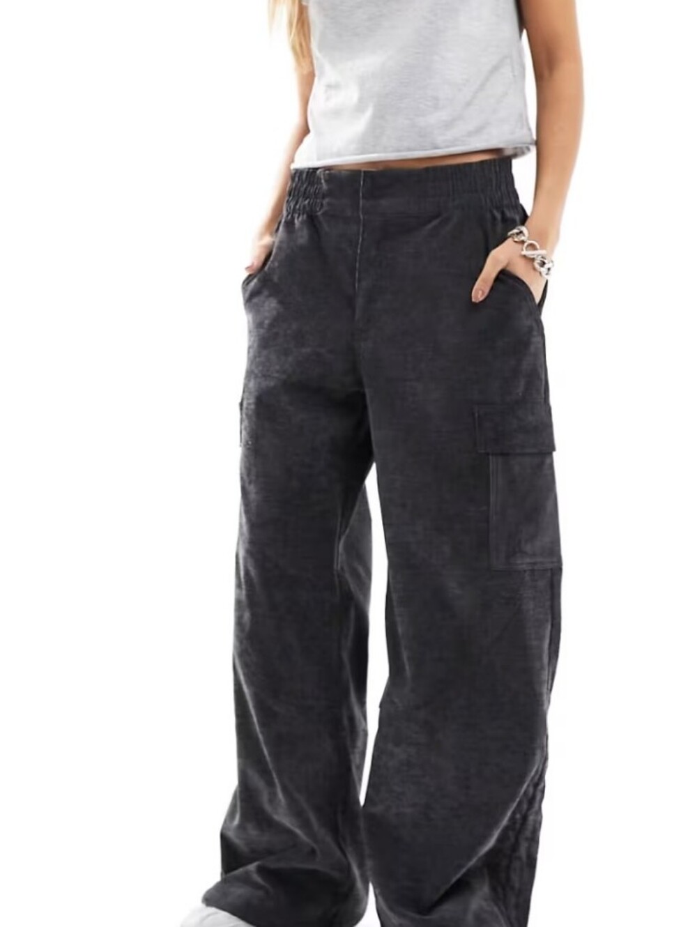 Nike Jordan Loose Fit Cargo Pants Chicago Corduroy Jumpman Black Stretch Size‎ L